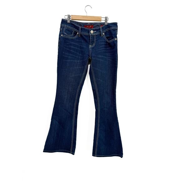 Seven7 Denim - Seven7 Jeans Women 4P Blue Flare Mid Rise Contrast Stitch Stretch Denim